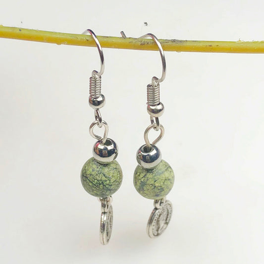 Natural Gemstone Green Jasper Earrings for Women and Girls