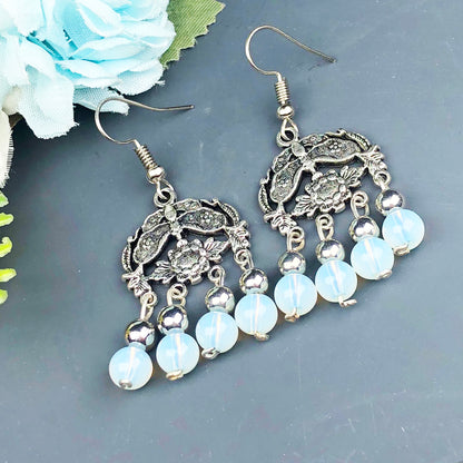 Natural Gemstone Opalite Earrings for Women and Girls