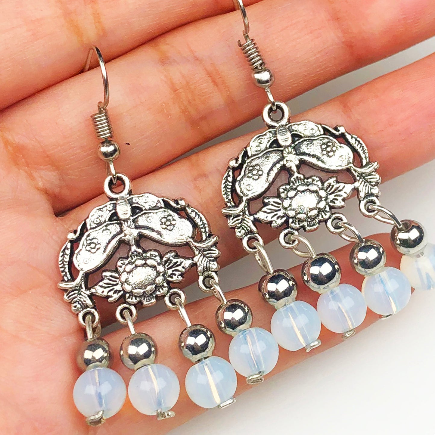 Natural Gemstone Opalite Earrings for Women and Girls