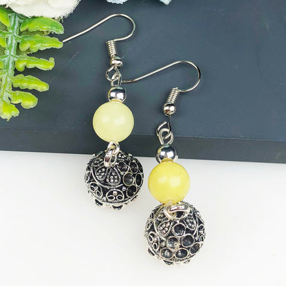 Natural Gemstone Yellow Onyx Earrings for Women and Girls