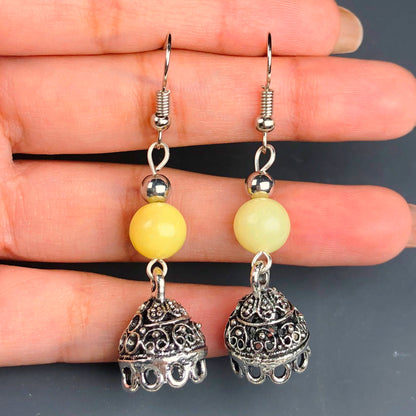 Natural Gemstone Yellow Onyx Earrings for Women and Girls