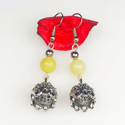 Natural Gemstone Yellow Onyx Earrings for Women and Girls