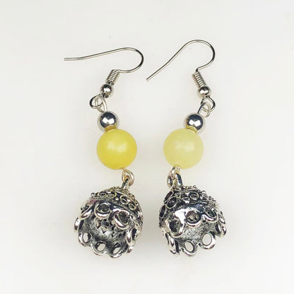 Natural Gemstone Yellow Onyx Earrings for Women and Girls