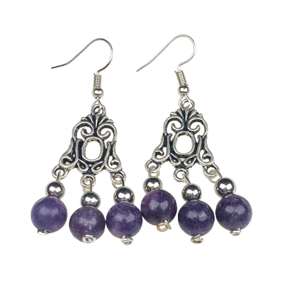 Natural Gemstone Amethyst Earrings for Women and Girls