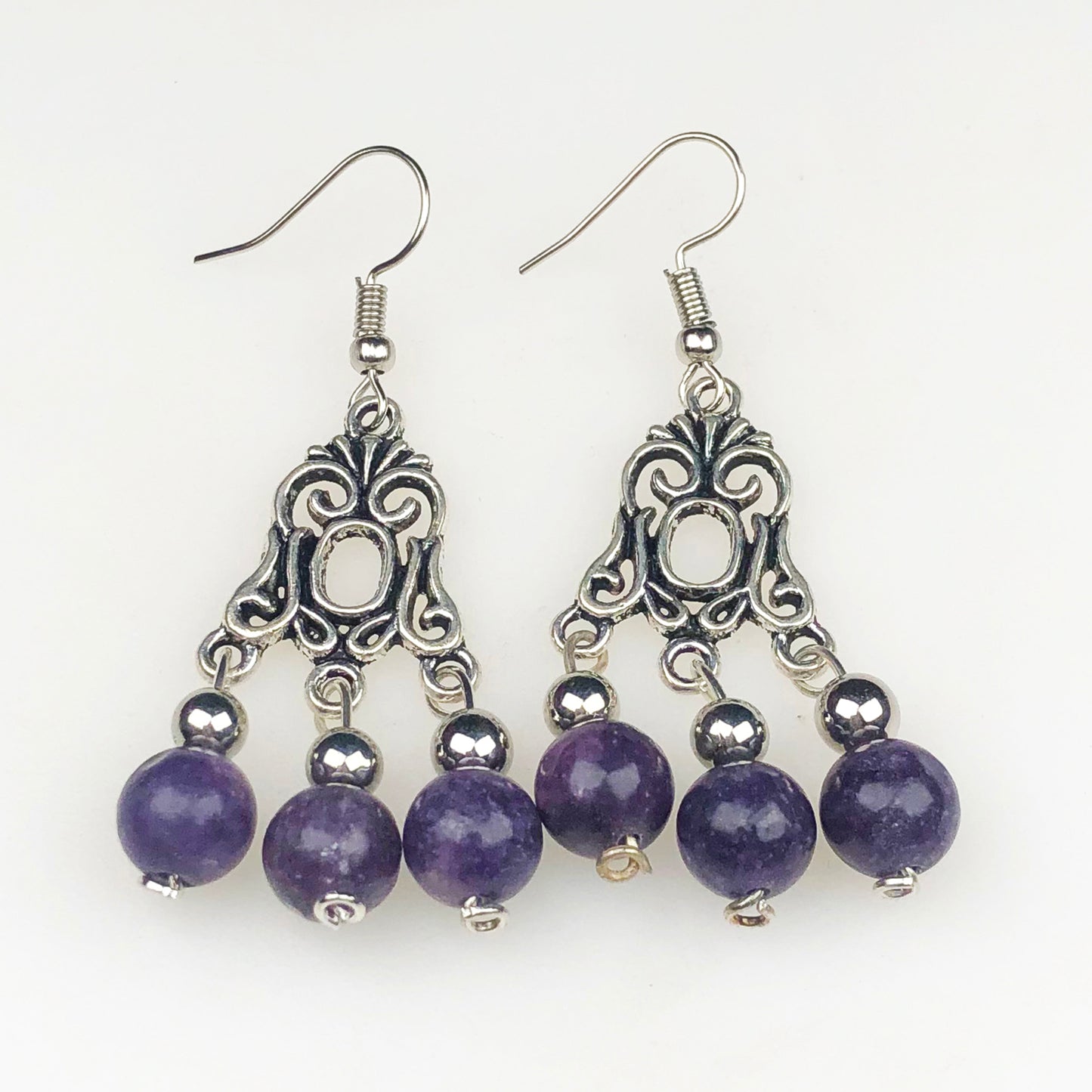 Natural Gemstone Amethyst Earrings for Women and Girls