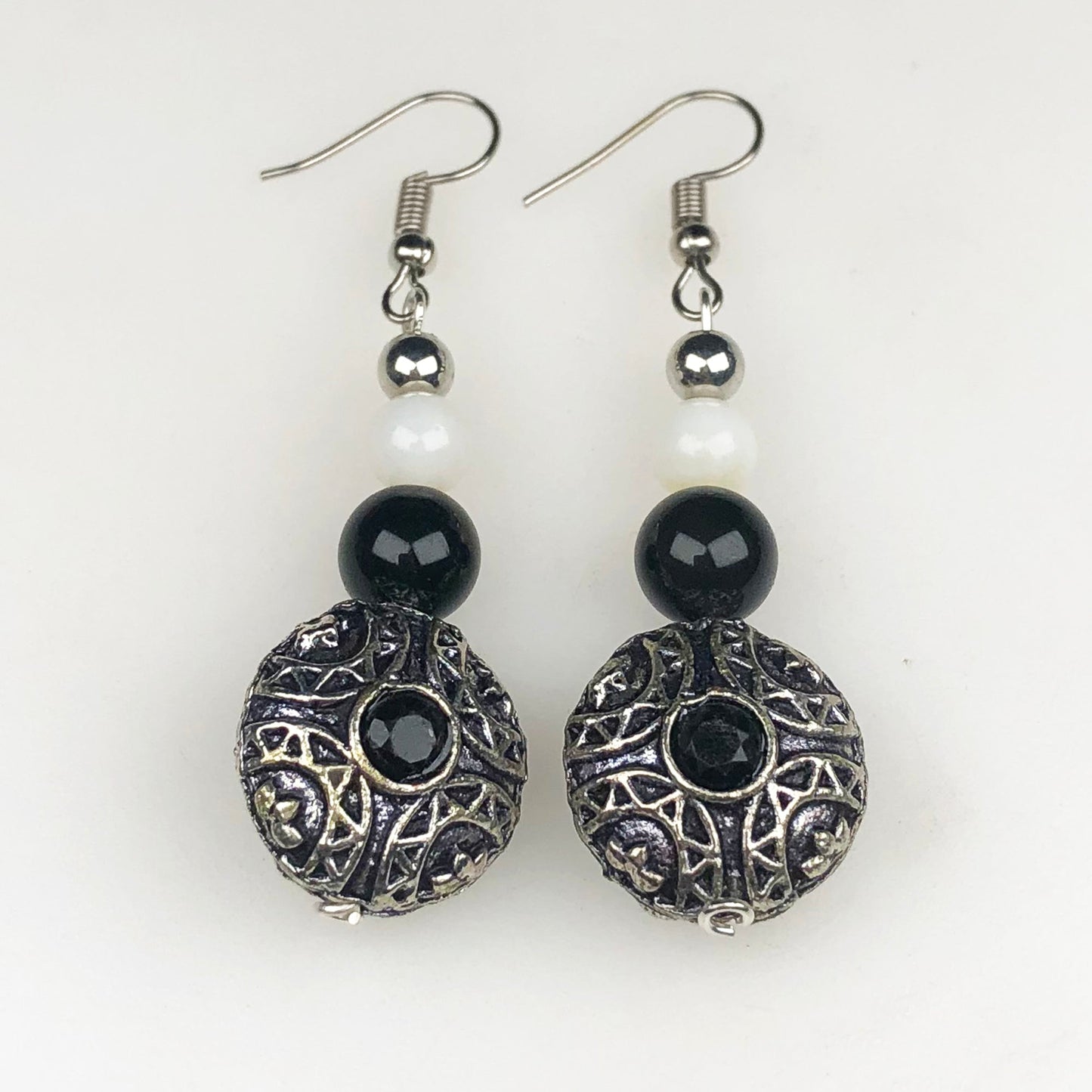 Natural Gemstone Dazzling Obsidian and Onyx Earrings for Women and Girls