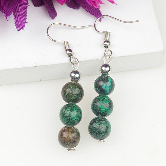 Natural Gemstone Amazing Green Jasper Earrings for Women and Girls