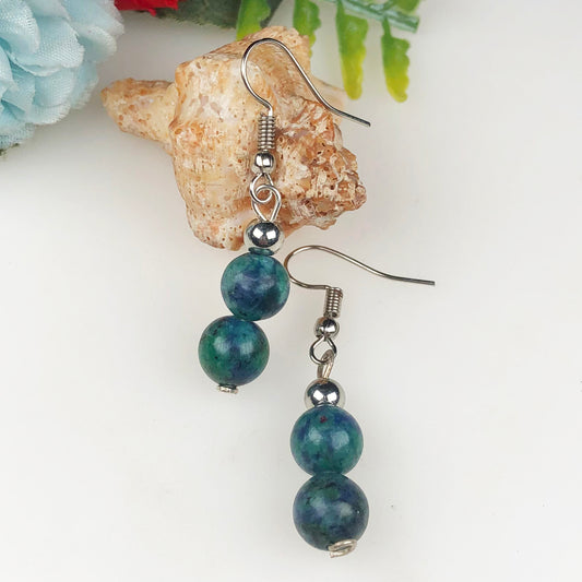 Natural Gemstone Incredible Green Jasper Earrings for Women and Girls