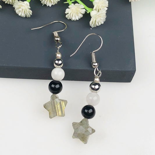 Natural Gemstone Very pretty Labradorite, Onyx and Agate Earrings for Women and Girls