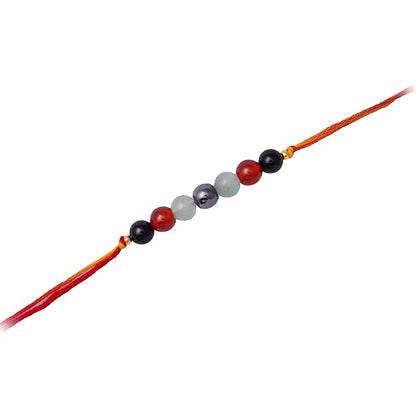 Gemstone Obsidian Carnelian Hematite and Aventurine Rakhi for boys and men