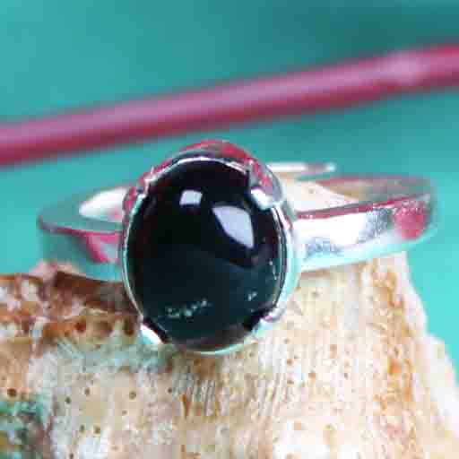 Gorgeous Black Obsidian Ring Main Metal Brass, Silver Coated