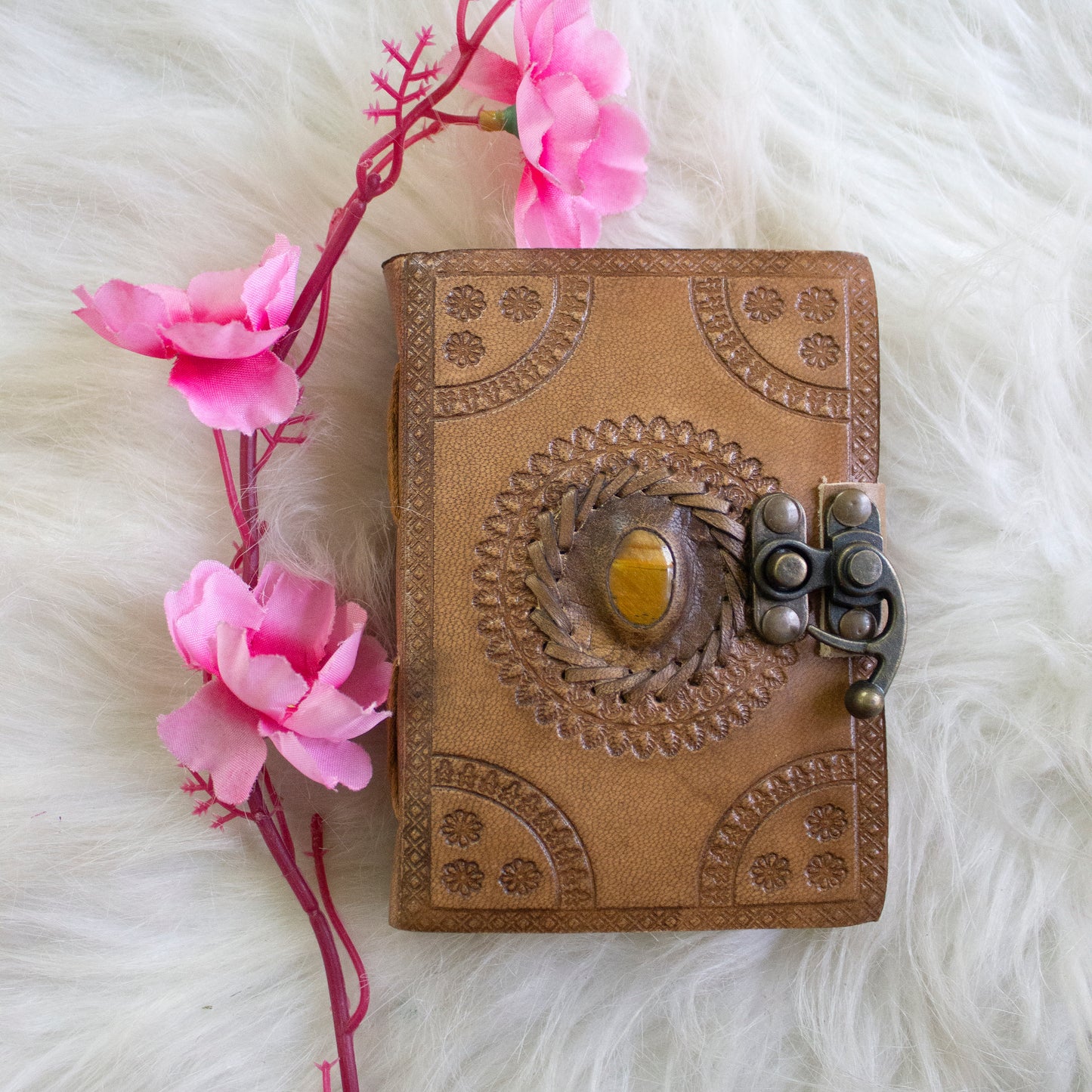 Light Brown Tiger Eye Leather Journal