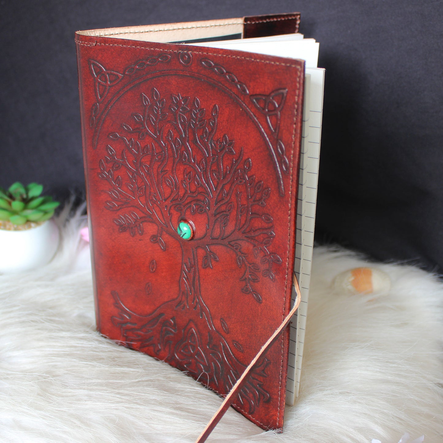 Tree of Life Malachite Leather Journal