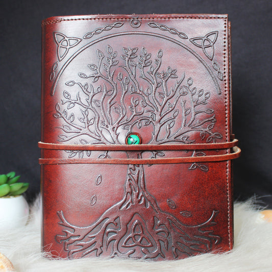 Tree of Life Malachite Leather Journal