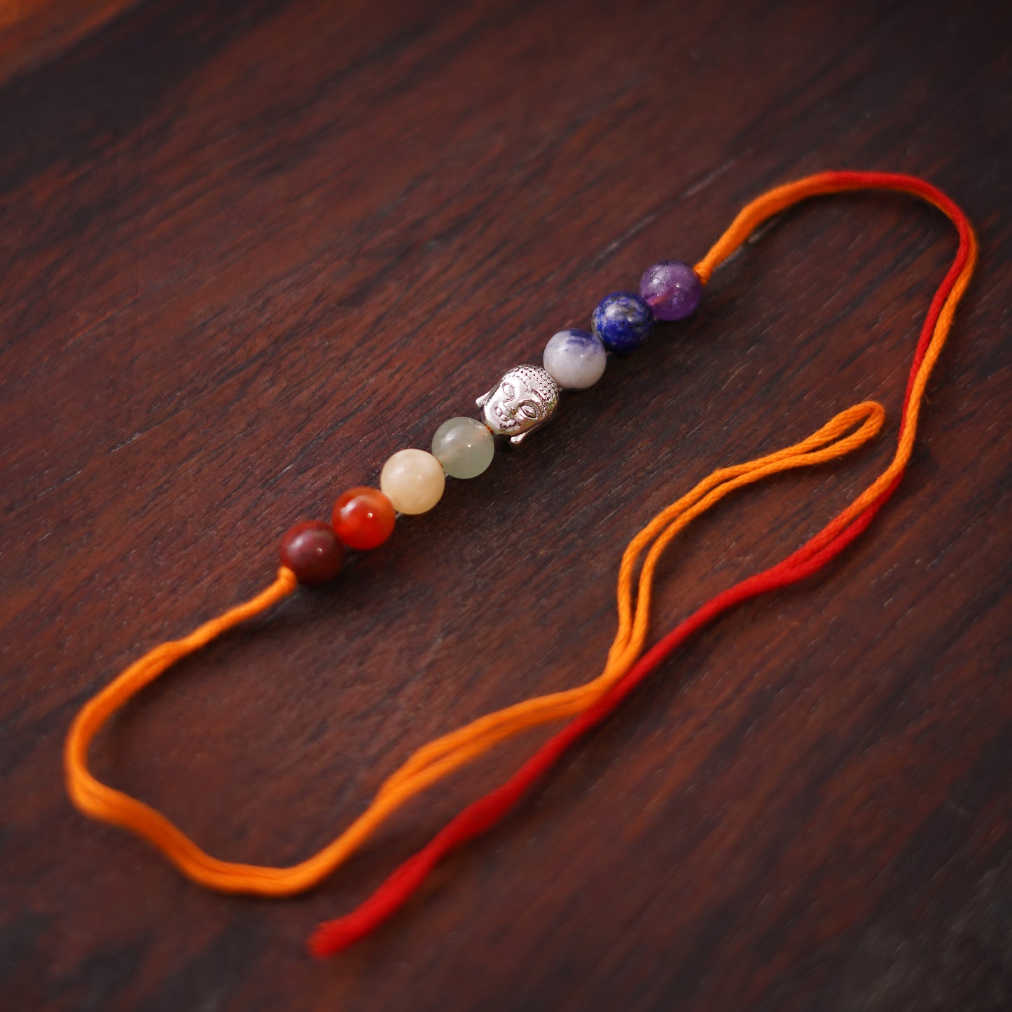 Gemstone Seven Chakra with Lord Buddha Charm Rakhi for boys and men