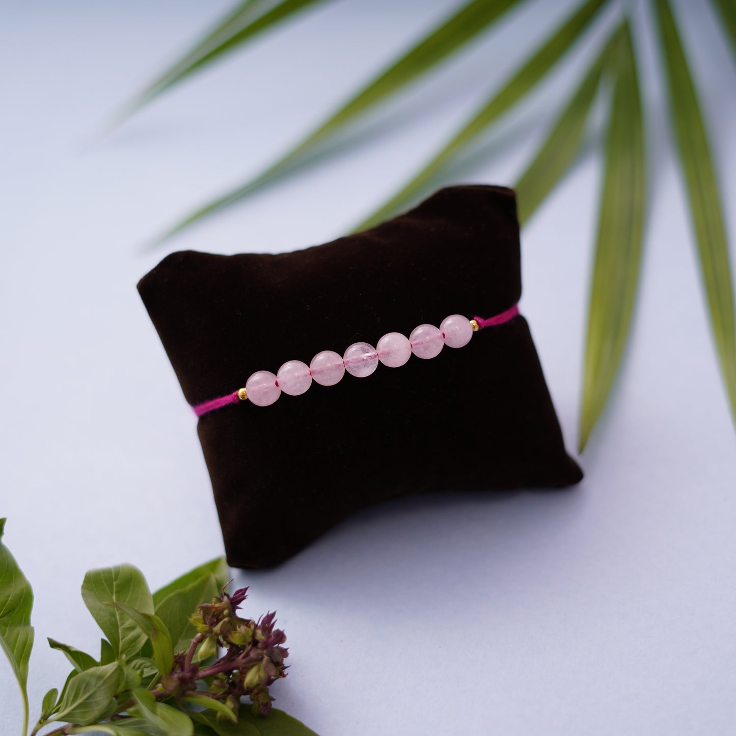 Gemstone Rose Quartz Rakhi for boys and men