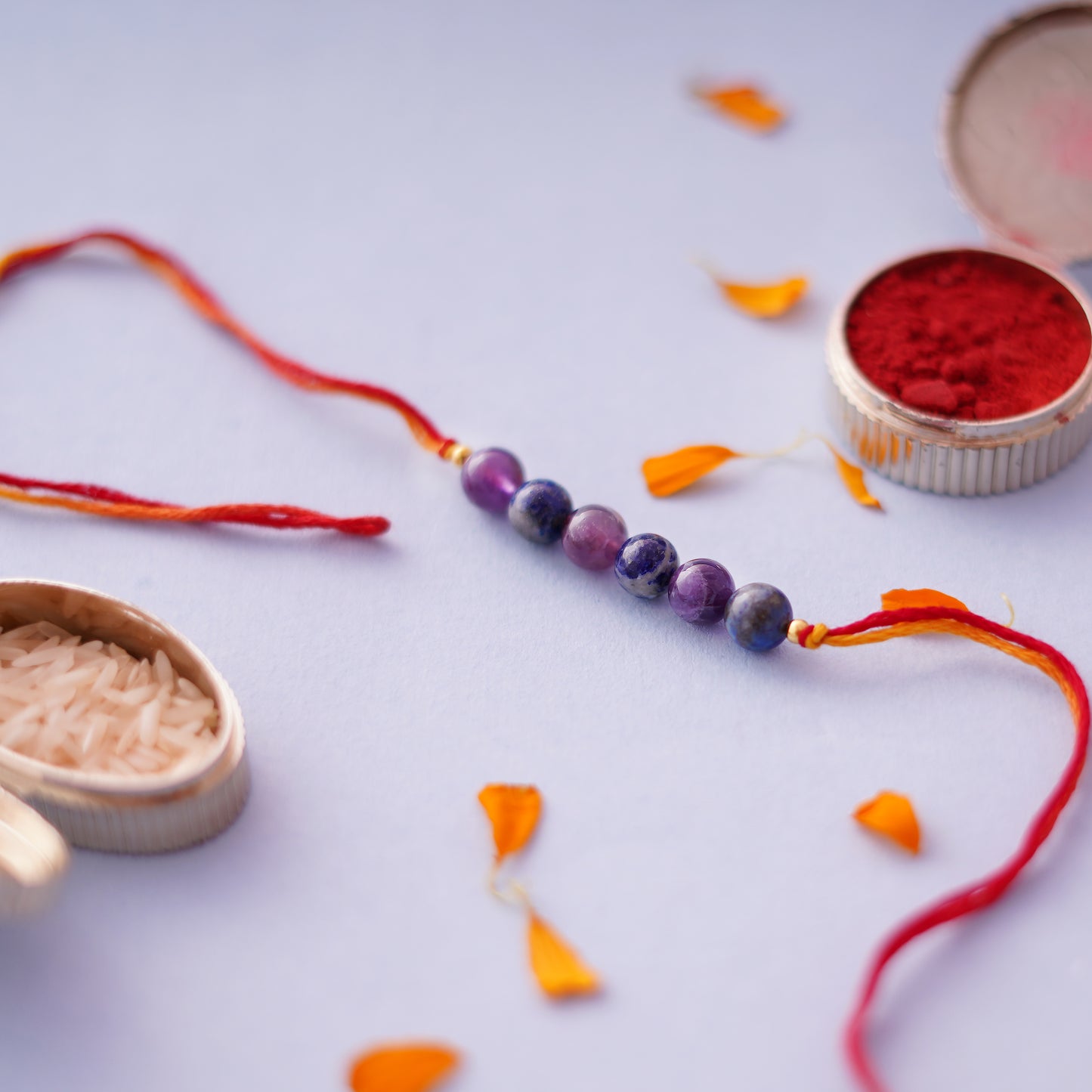 Gemstone Lapis Lazuli and Amethyst Rakhi for boys and men