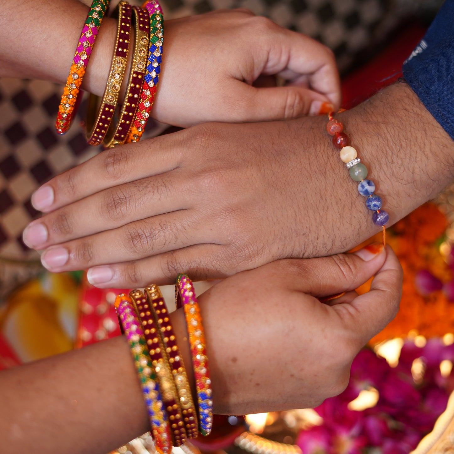 Gemstone Seven Chakra Rakhi for boys and men