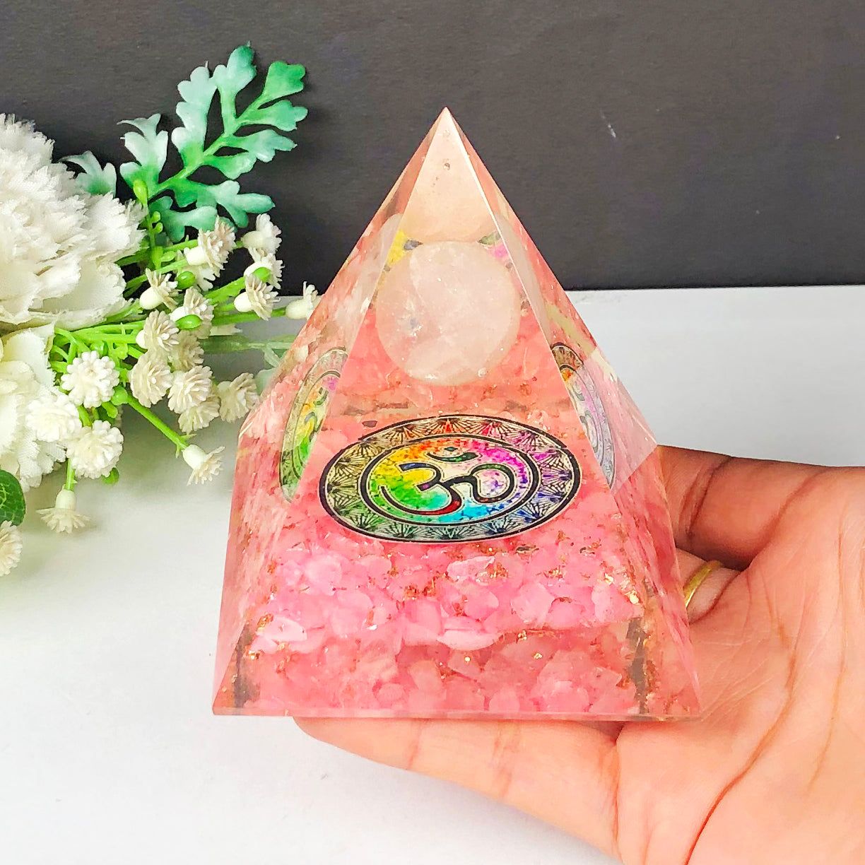 Rose Quartz Orgone Pyramid