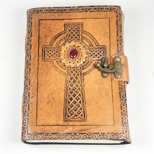 Leather Journal with Red Onyx Cross