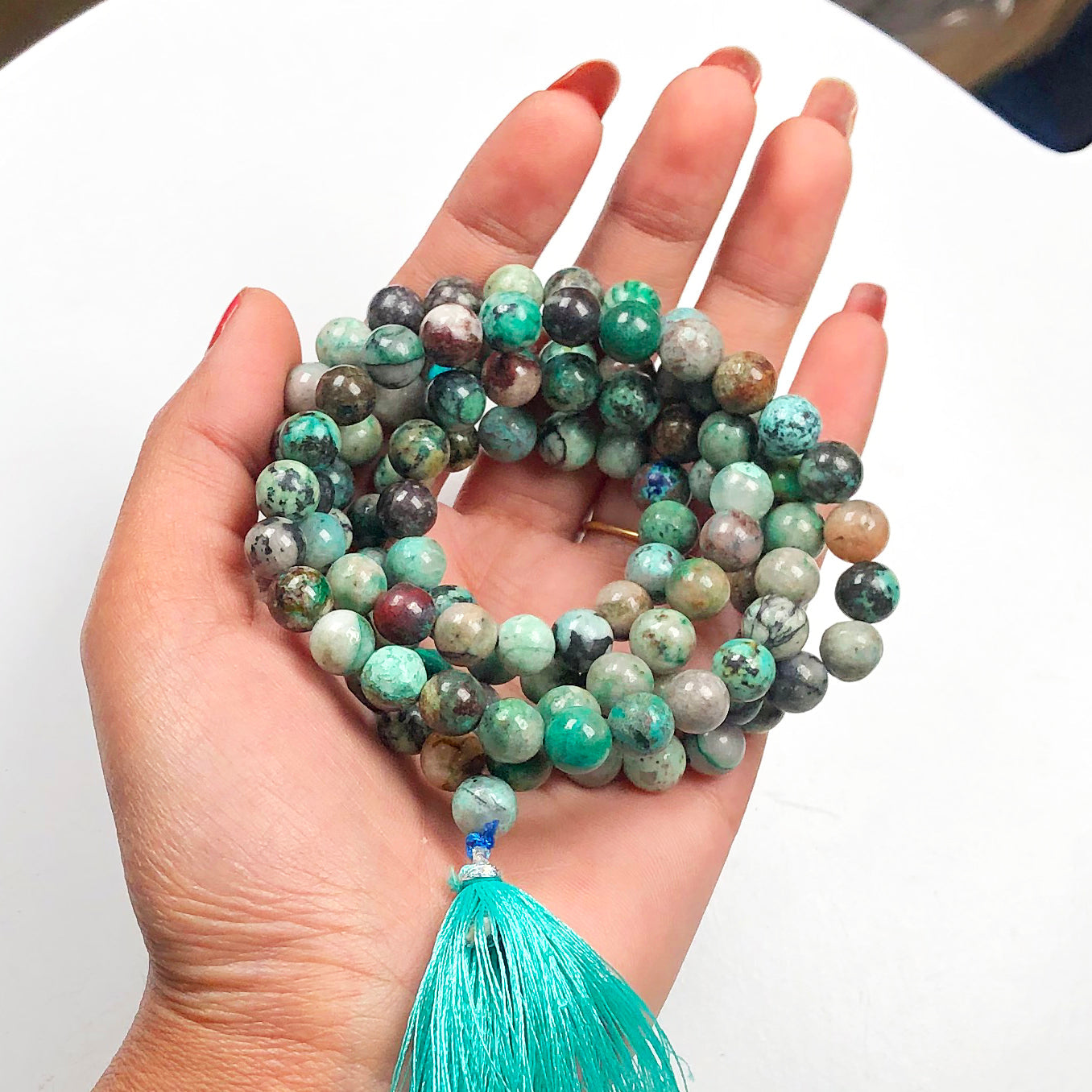 Green Chrysocolla 108 Beads Mala/Necklace