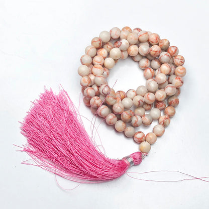 Pink Web Jasper 108 Beads Mala/Necklace