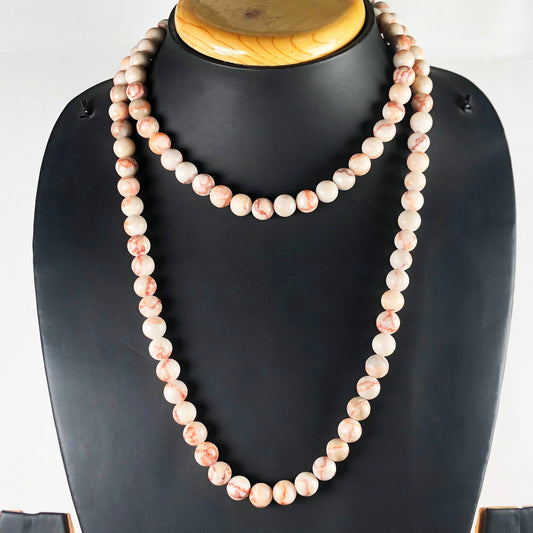 Pink Web Jasper 108 Beads Mala/Necklace