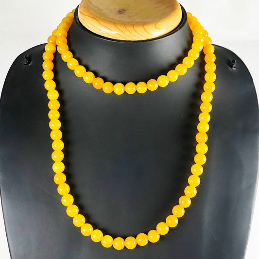 Yellow Jade 108 Beads Mala/Necklace