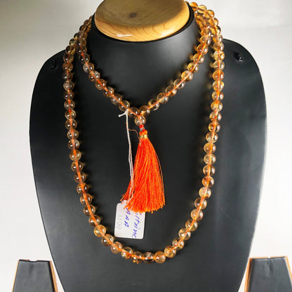 Orange AAA Quality Citrine 108 Beads Mala/Necklace