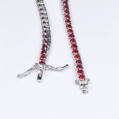 Charming Red Garnet Sterling Silver Bracelet