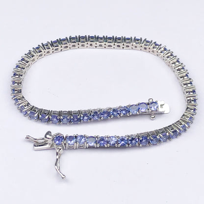 Fashionable Blue Tanzanite Sterling Silver Bracelet