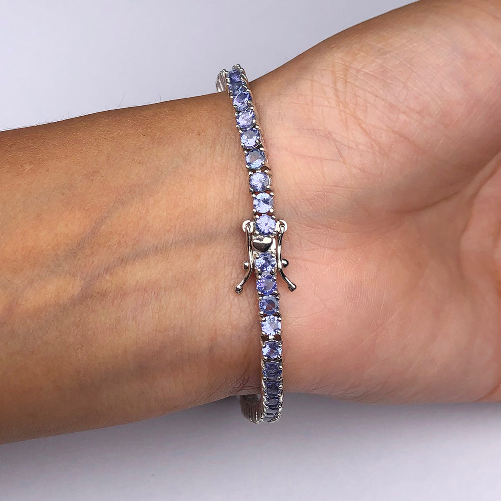 Fashionable Blue Tanzanite Sterling Silver Bracelet