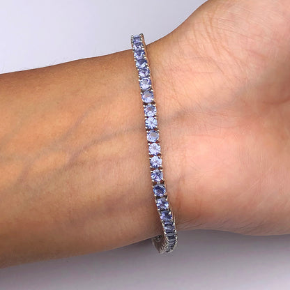 Fashionable Blue Tanzanite Sterling Silver Bracelet