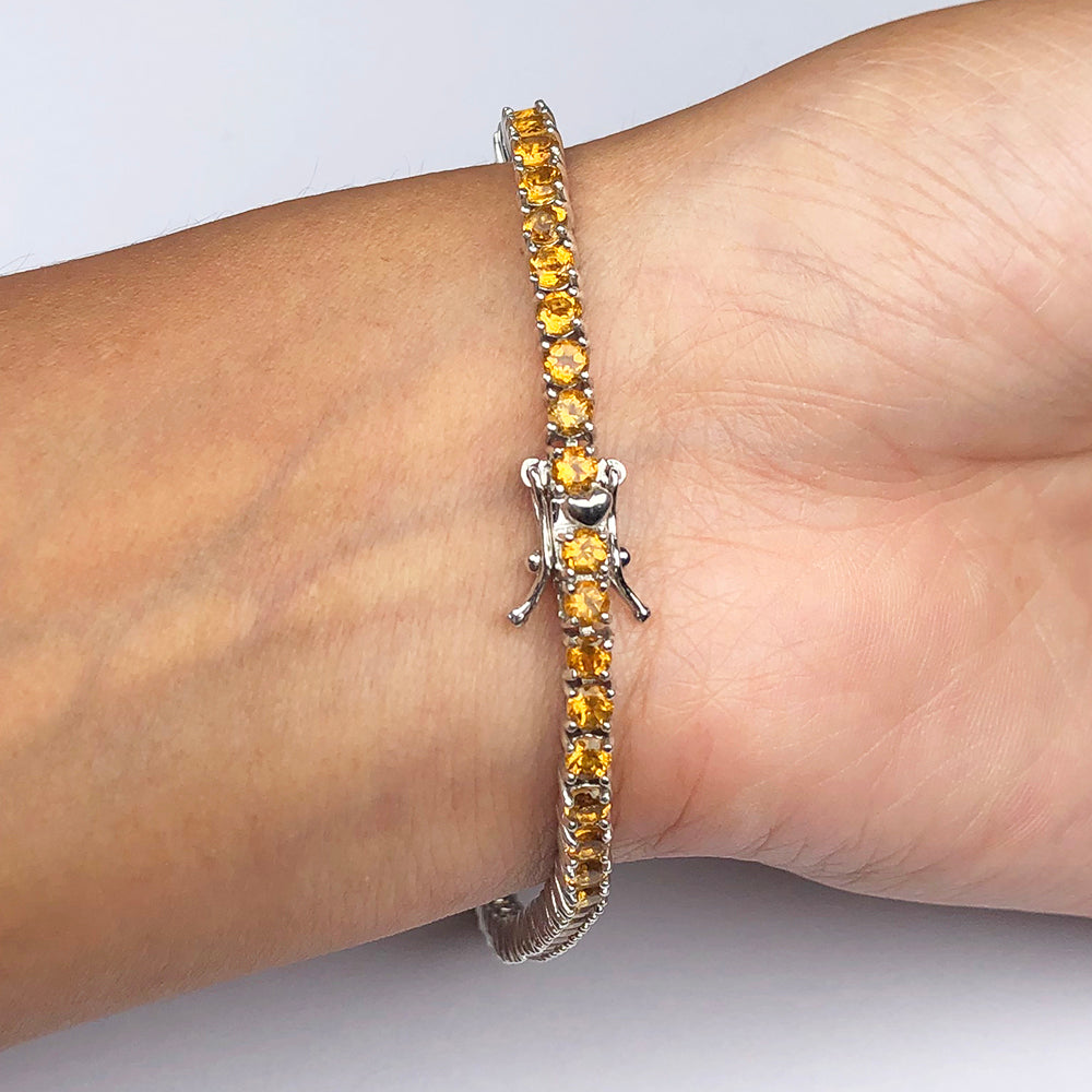 Impressive Yellow Citrine Sterling Silver Bracelet