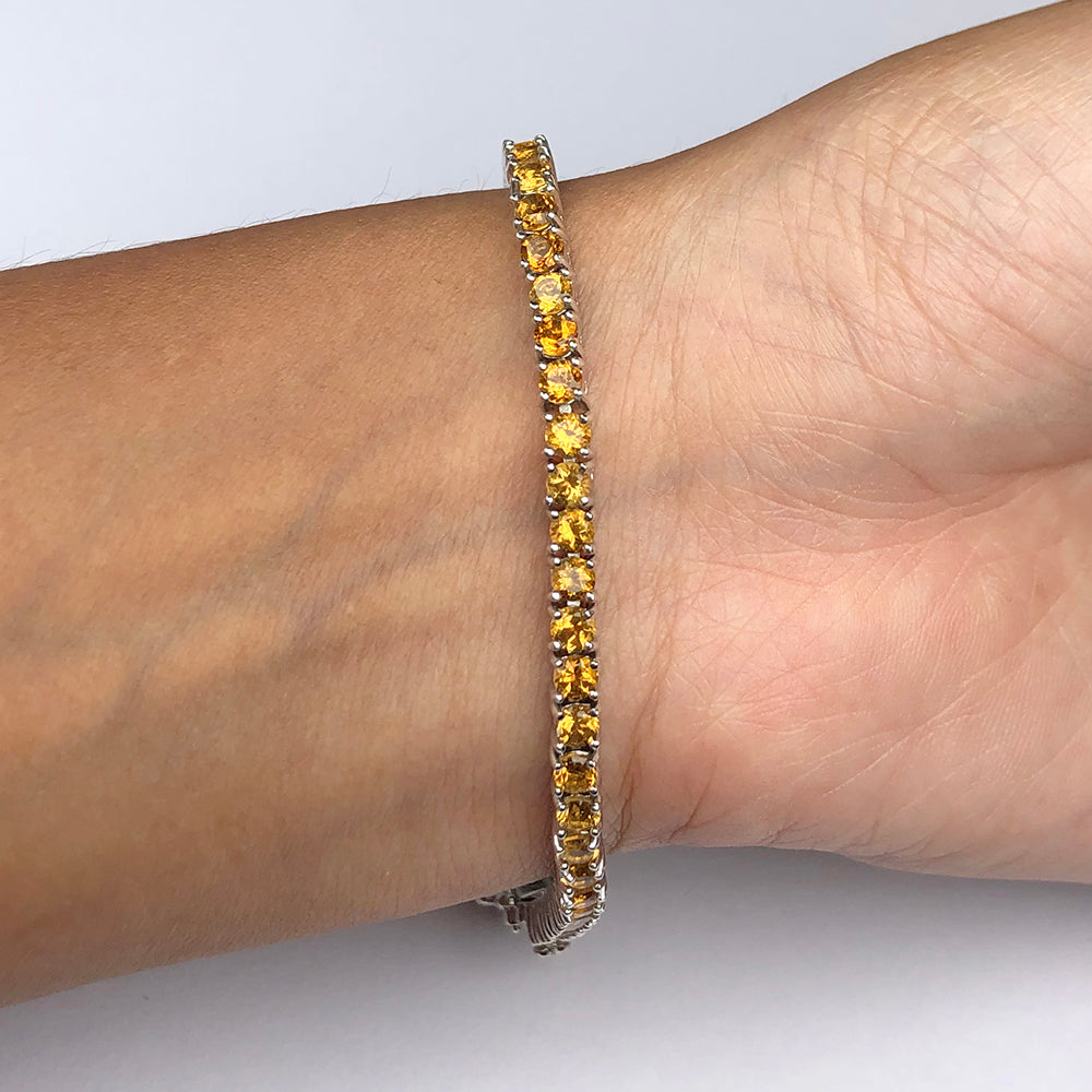 Impressive Yellow Citrine Sterling Silver Bracelet