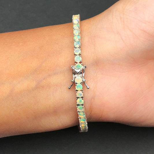 One of a kind White Ethiopian Opal Sterling Silver Bracelet