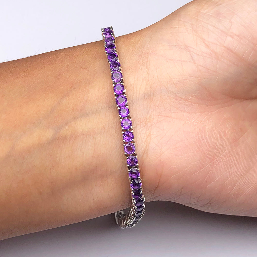 Gorgeous Purple Amethyst Sterling Silver Bracelet