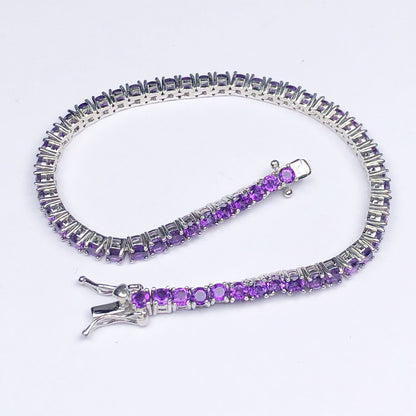 Gorgeous Purple Amethyst Sterling Silver Bracelet