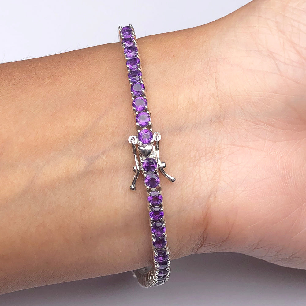 Gorgeous Purple Amethyst Sterling Silver Bracelet