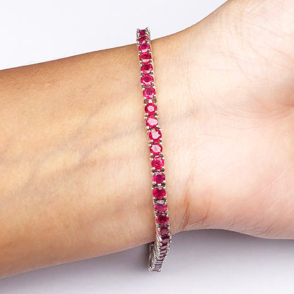 Fashionable Red Ruby Sterling Silver Bracelet