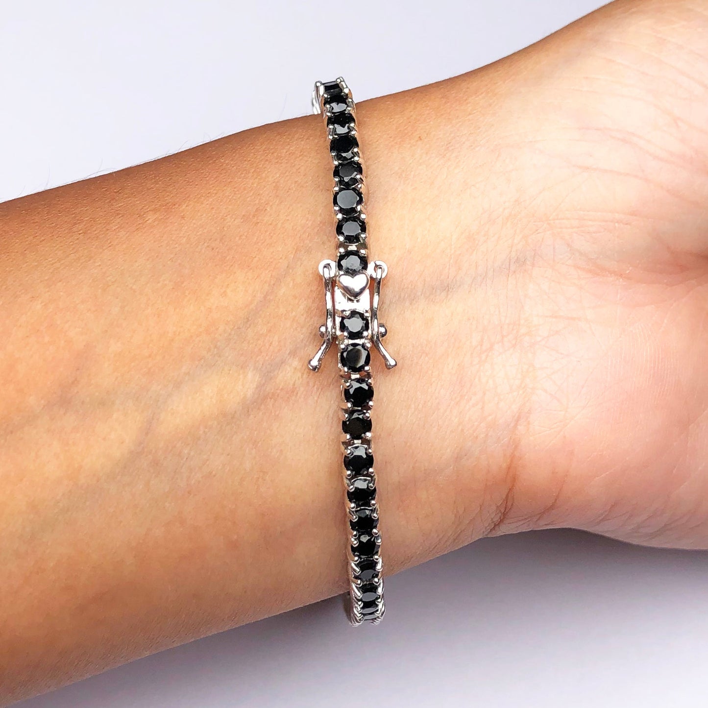 Impressive Black Spinel Sterling Silver Bracelet