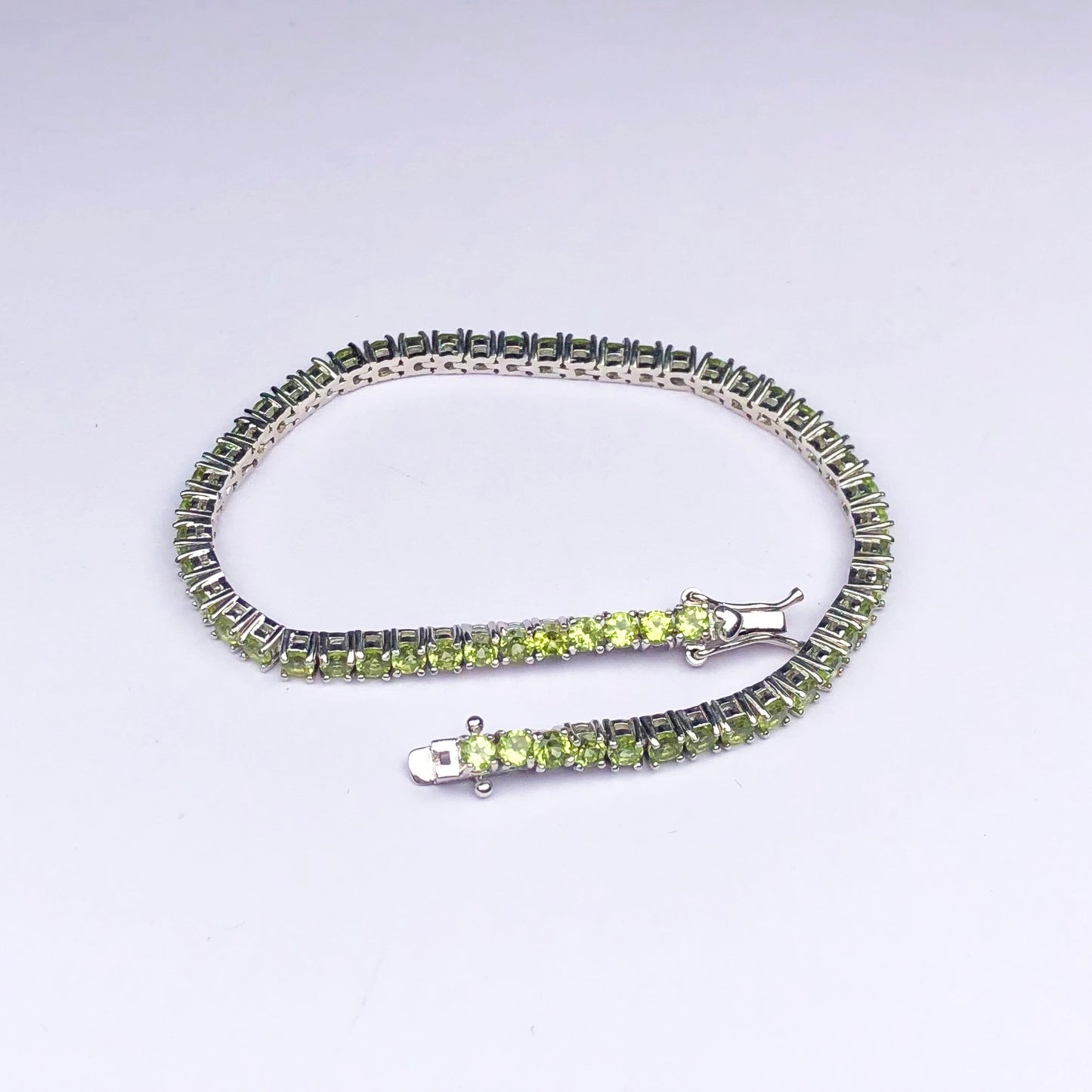 One of a kind Green Peridot Sterling Silver Bracelet