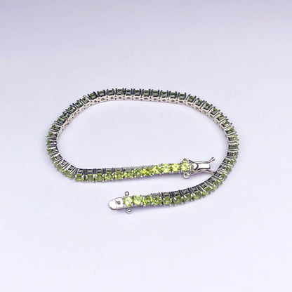 One of a kind Green Peridot Sterling Silver Bracelet