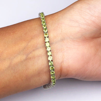 One of a kind Green Peridot Sterling Silver Bracelet