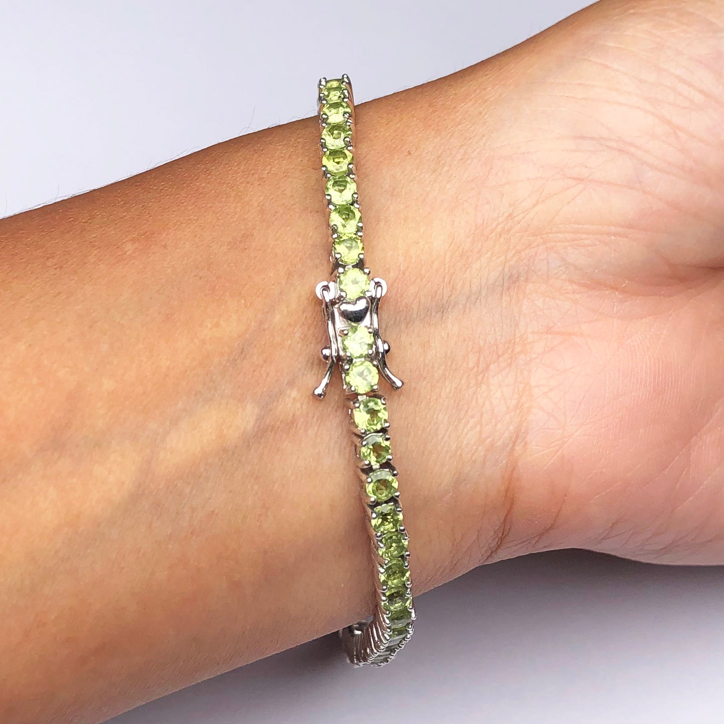 One of a kind Green Peridot Sterling Silver Bracelet