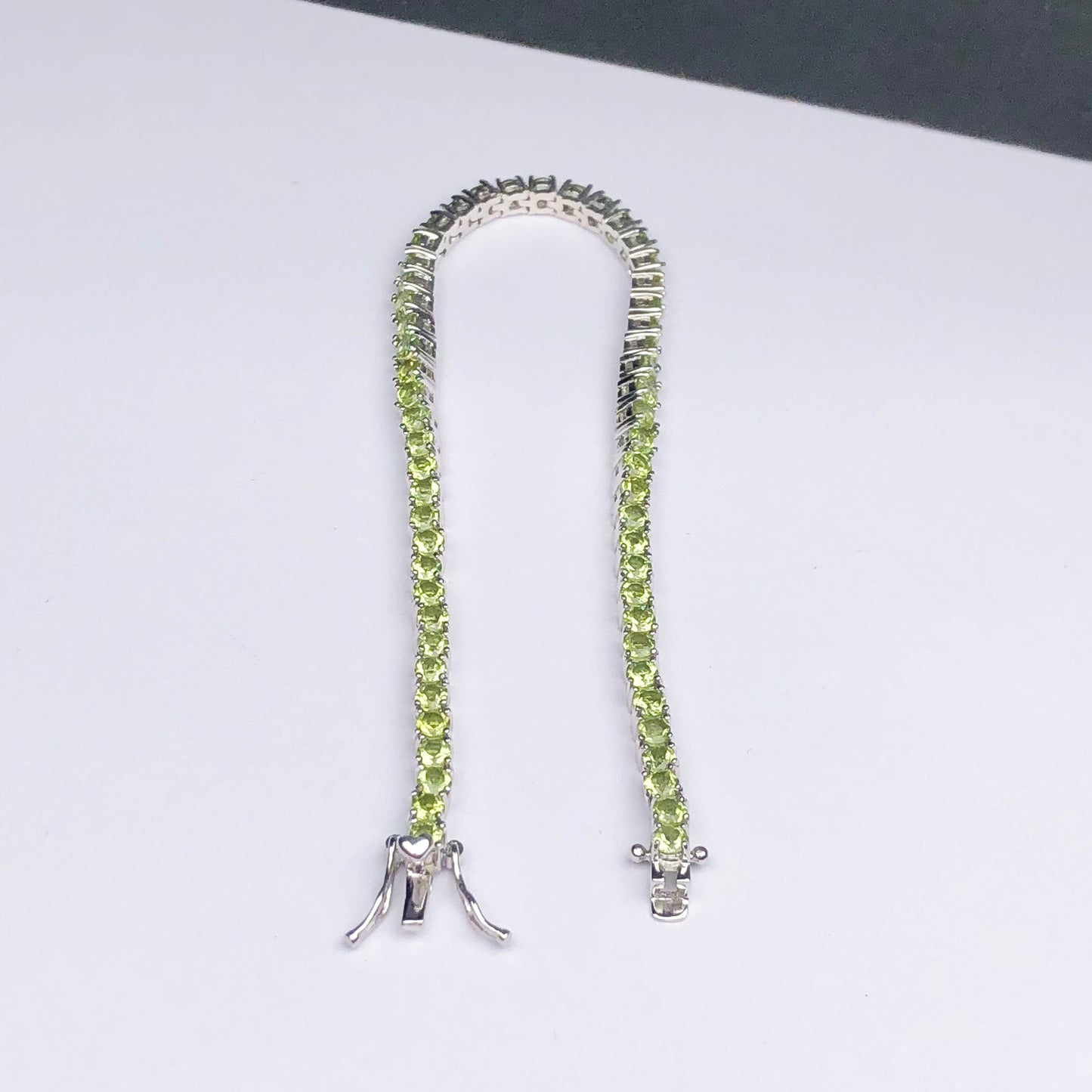 One of a kind Green Peridot Sterling Silver Bracelet