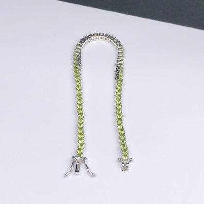 One of a kind Green Peridot Sterling Silver Bracelet