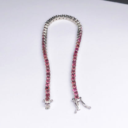 Charming Pink Tourmaline Sterling Silver Bracelet