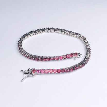 Charming Pink Tourmaline Sterling Silver Bracelet