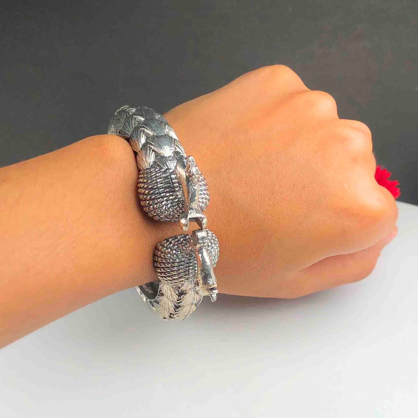 Tibet Silver Peacock Design Cuff Bracelet